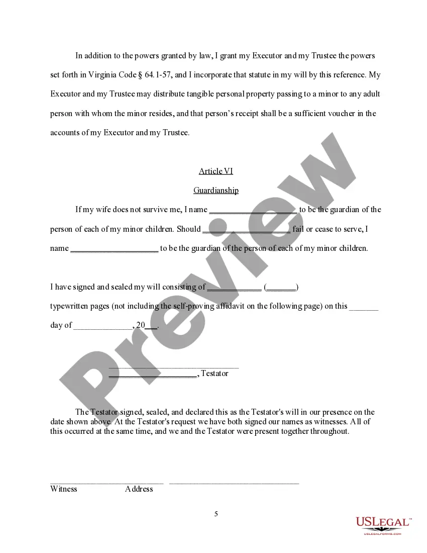 Preview Last Will and Testament for Husband