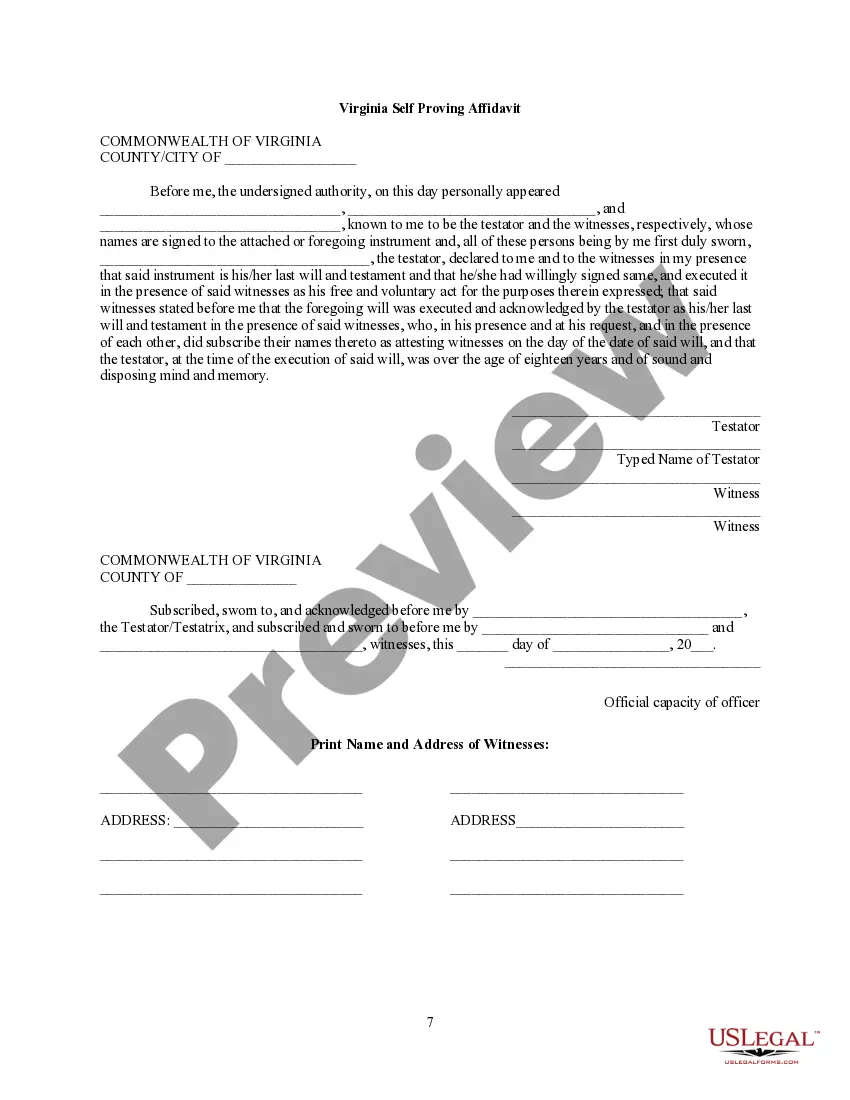 Preview Last Will and Testament for Husband