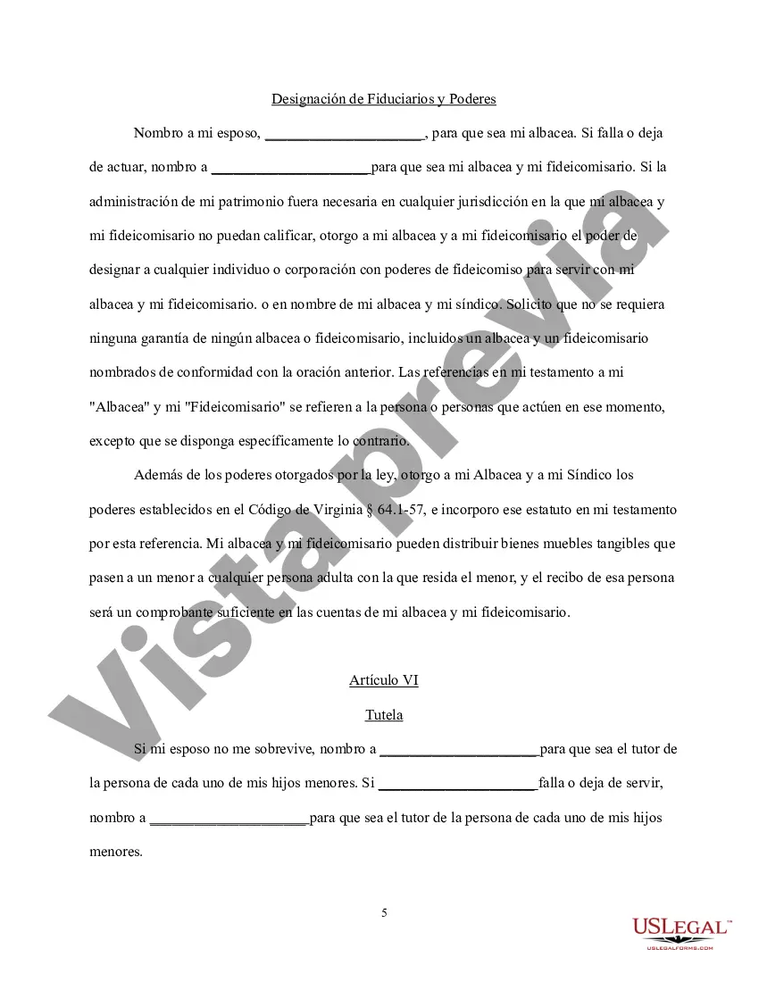 Preview Última voluntad y testamento para la esposa