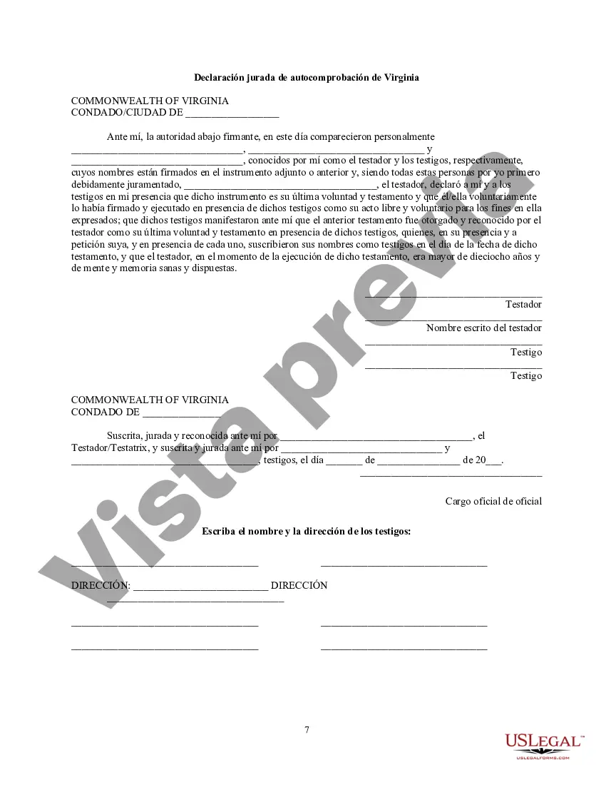 Preview Última voluntad y testamento para la esposa
