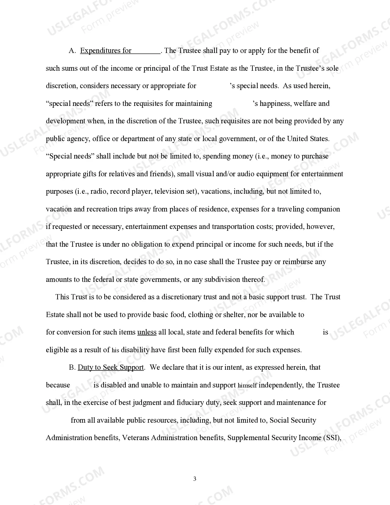 Preview Special Needs Trust