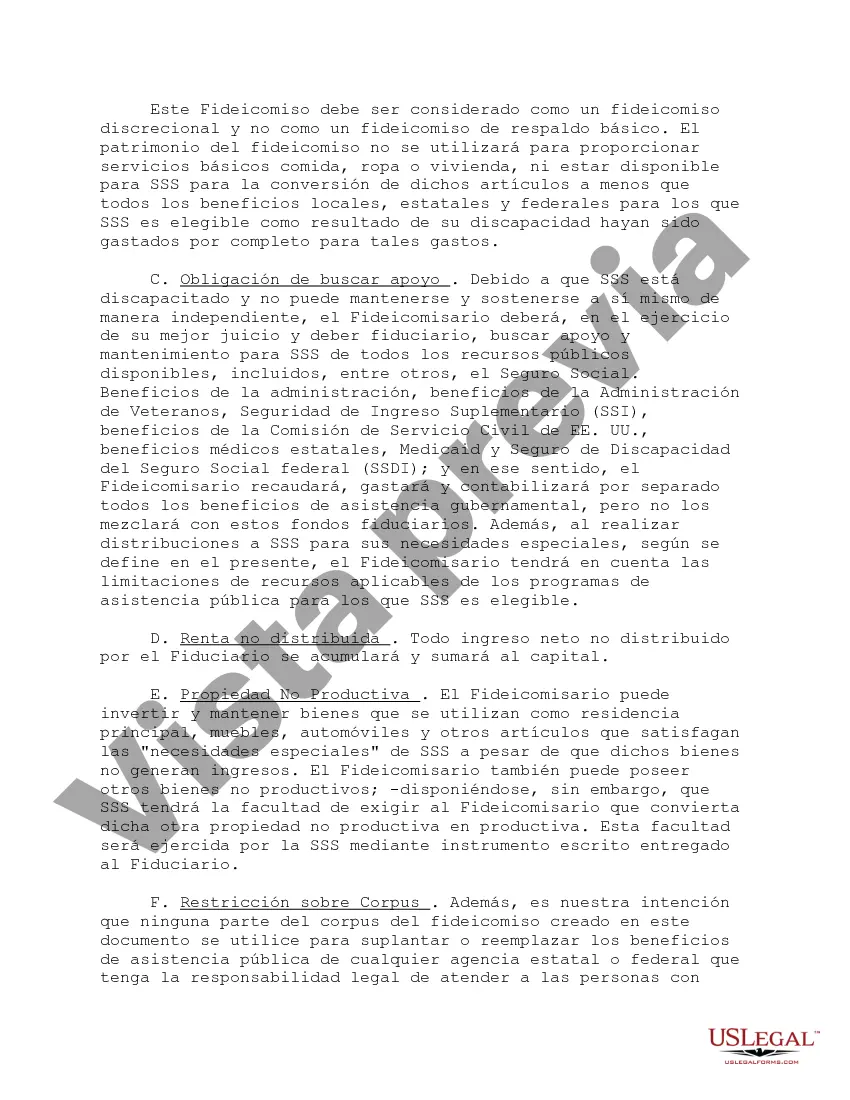 Preview Cláusula de Fideicomiso para Necesidades Especiales