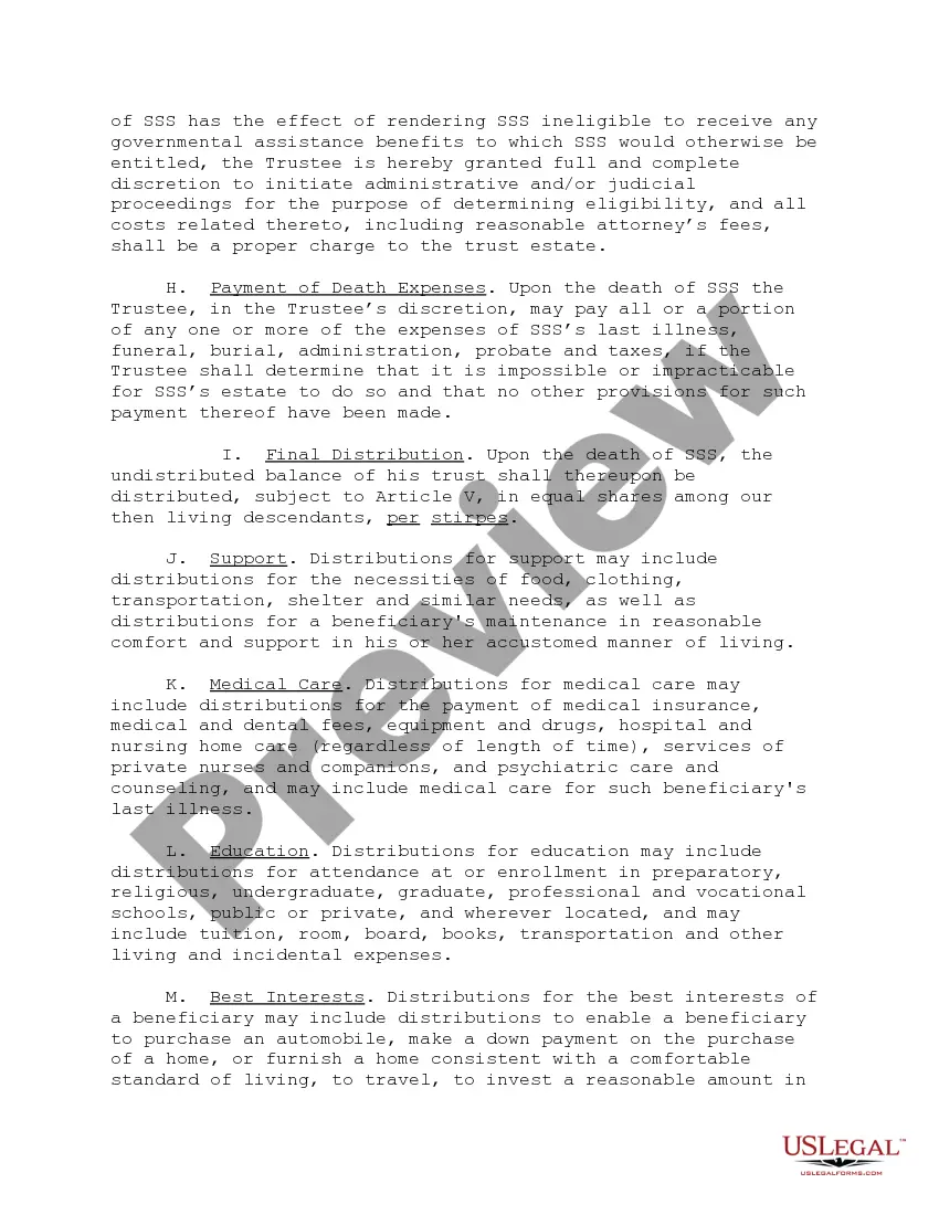 Preview Special Needs Trust Clause