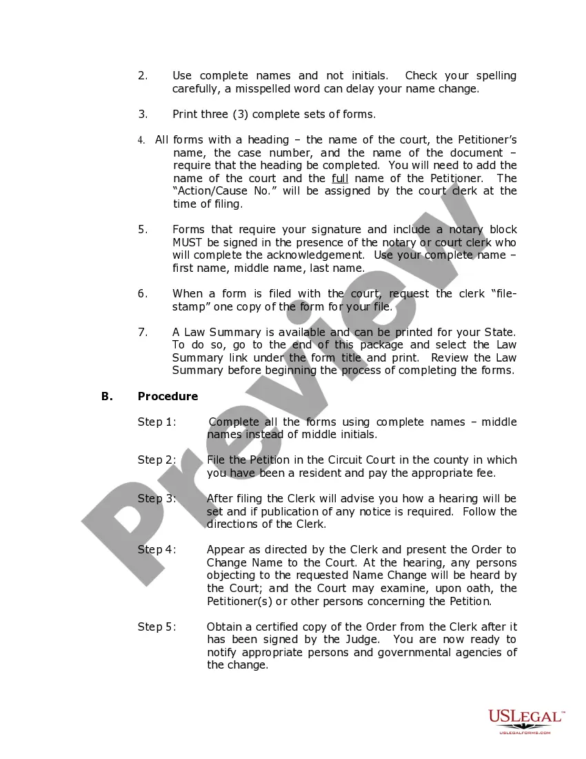 Preview Virginia Name Change Instructions and Forms Package for an Adult