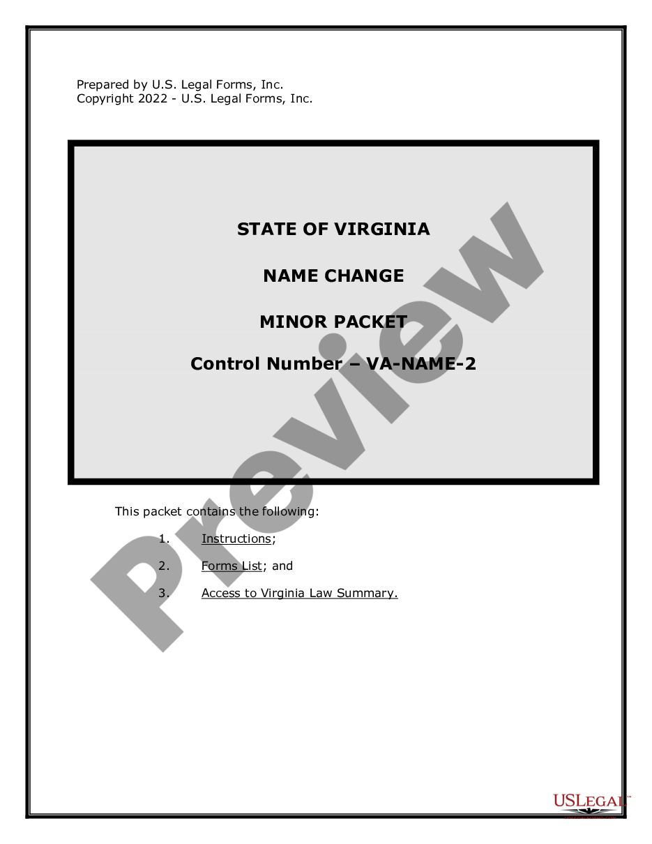page 0 Virginia Name Change Instructions and Forms Package for a Minor preview