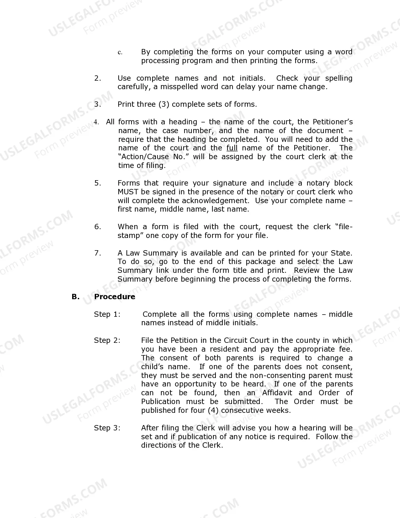 Preview Virginia Name Change Instructions and Forms Package for a Minor