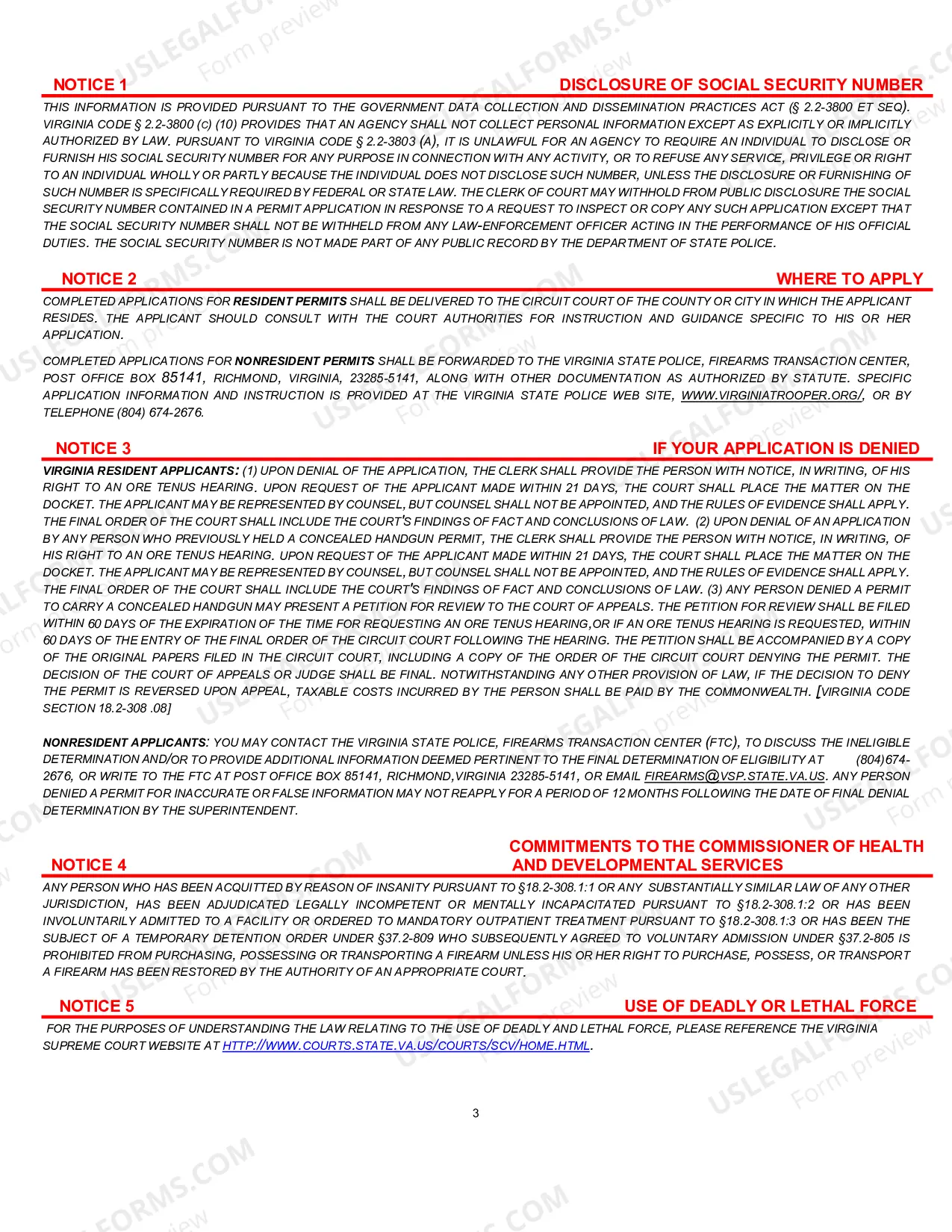 Preview Concealed Handgun Permit Application