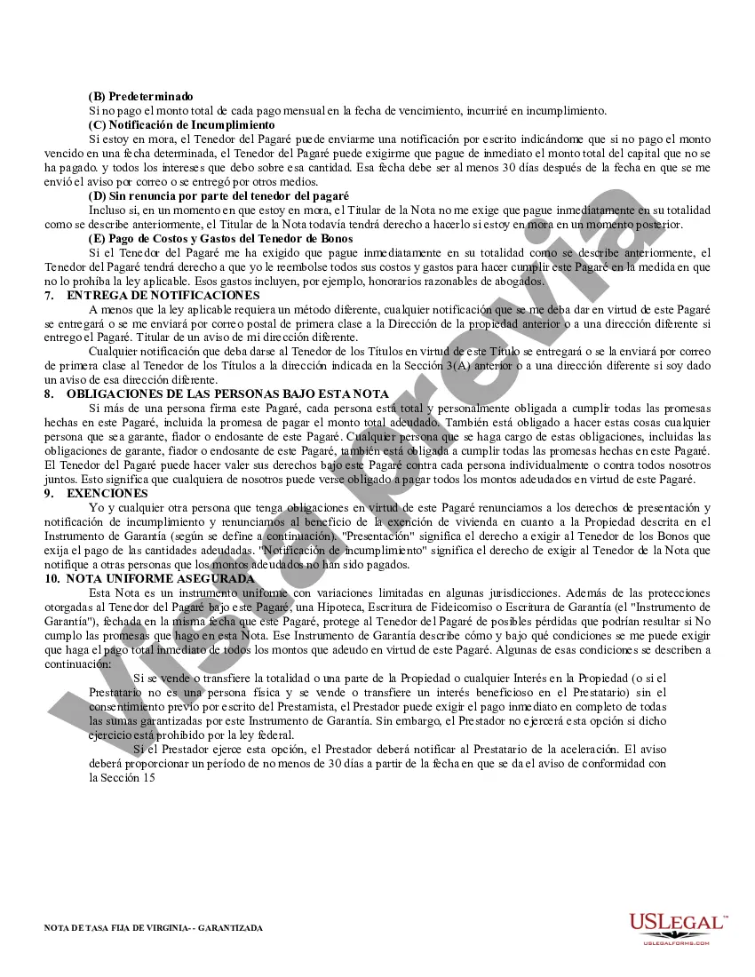 Preview Pagaré garantizado de Virginia
