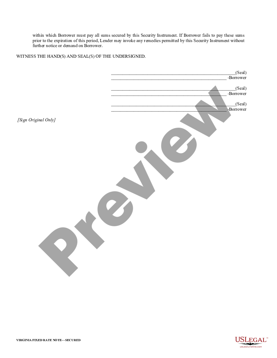page 2 Virginia Secured Promissory Note preview