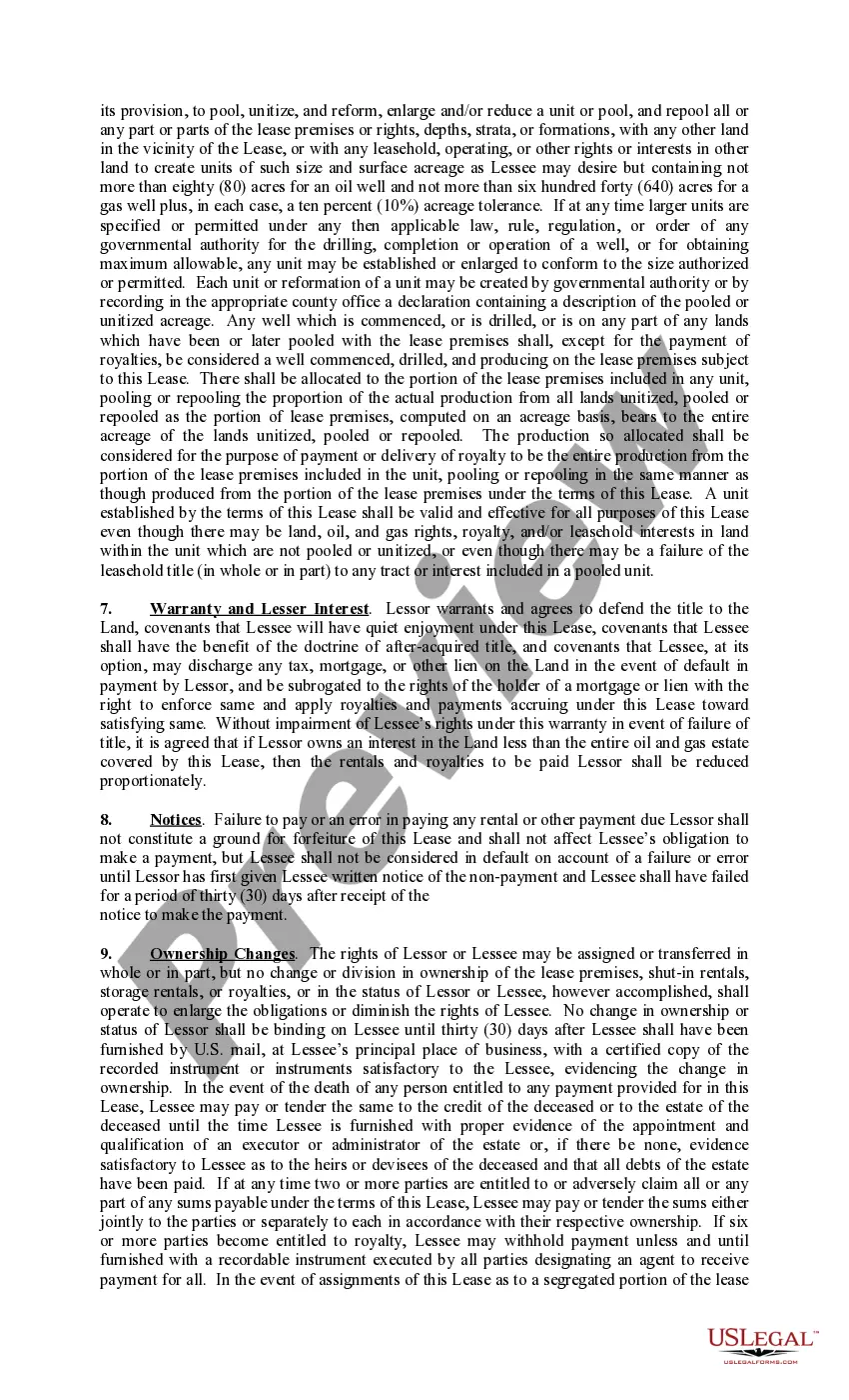 Preview Paid Up Lease Pooling Provision