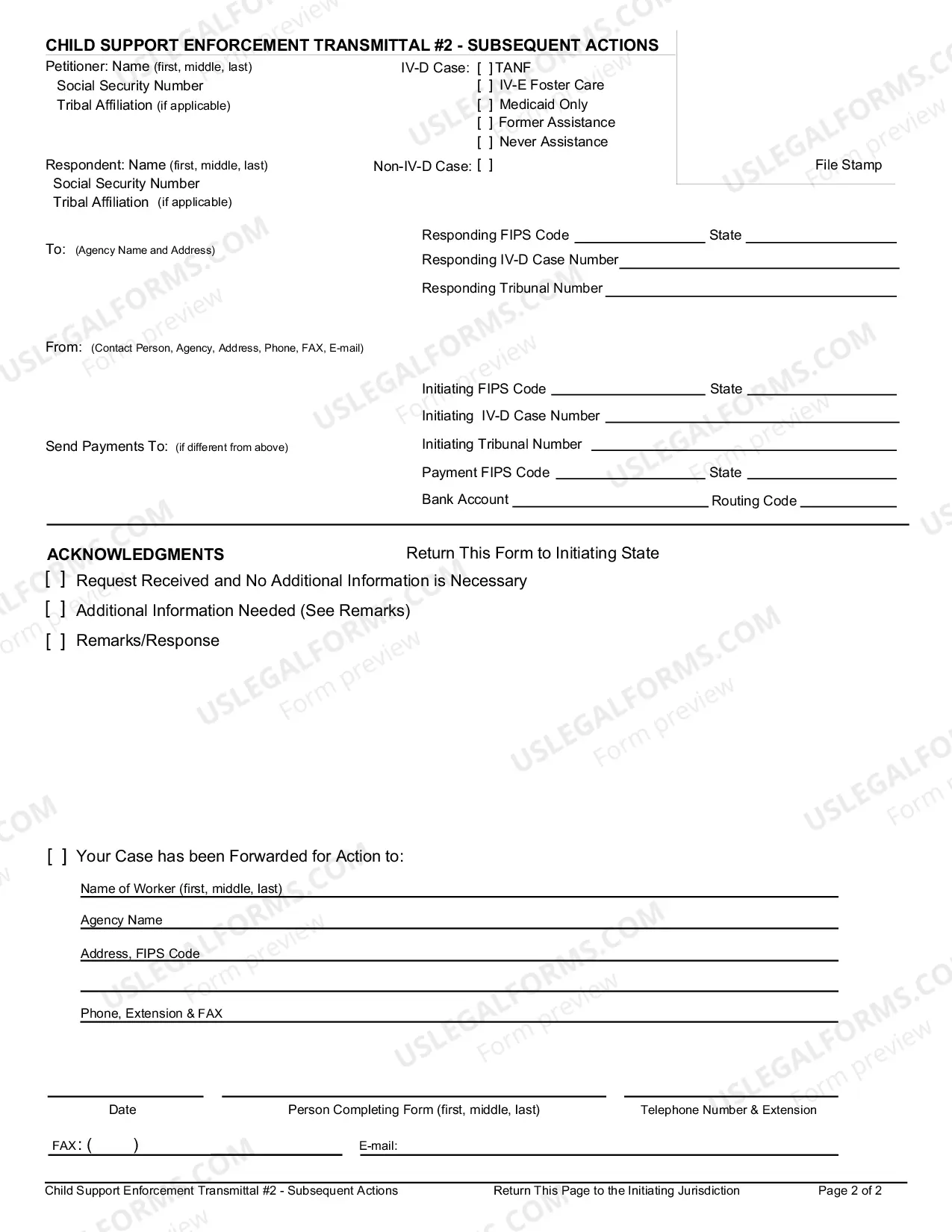 Preview Child Support Enforcement Transmittal #2 - SubsequentActions