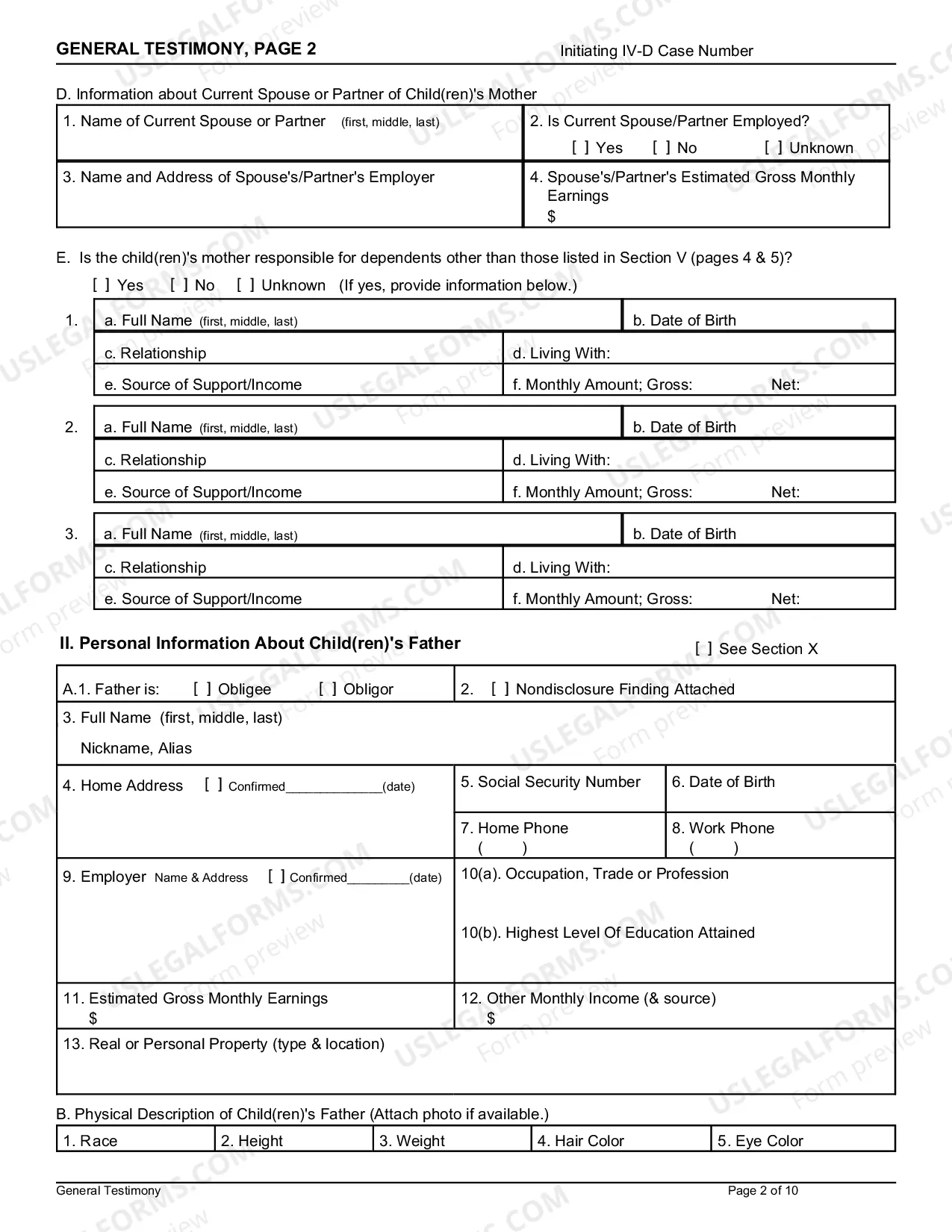Preview General Testimony