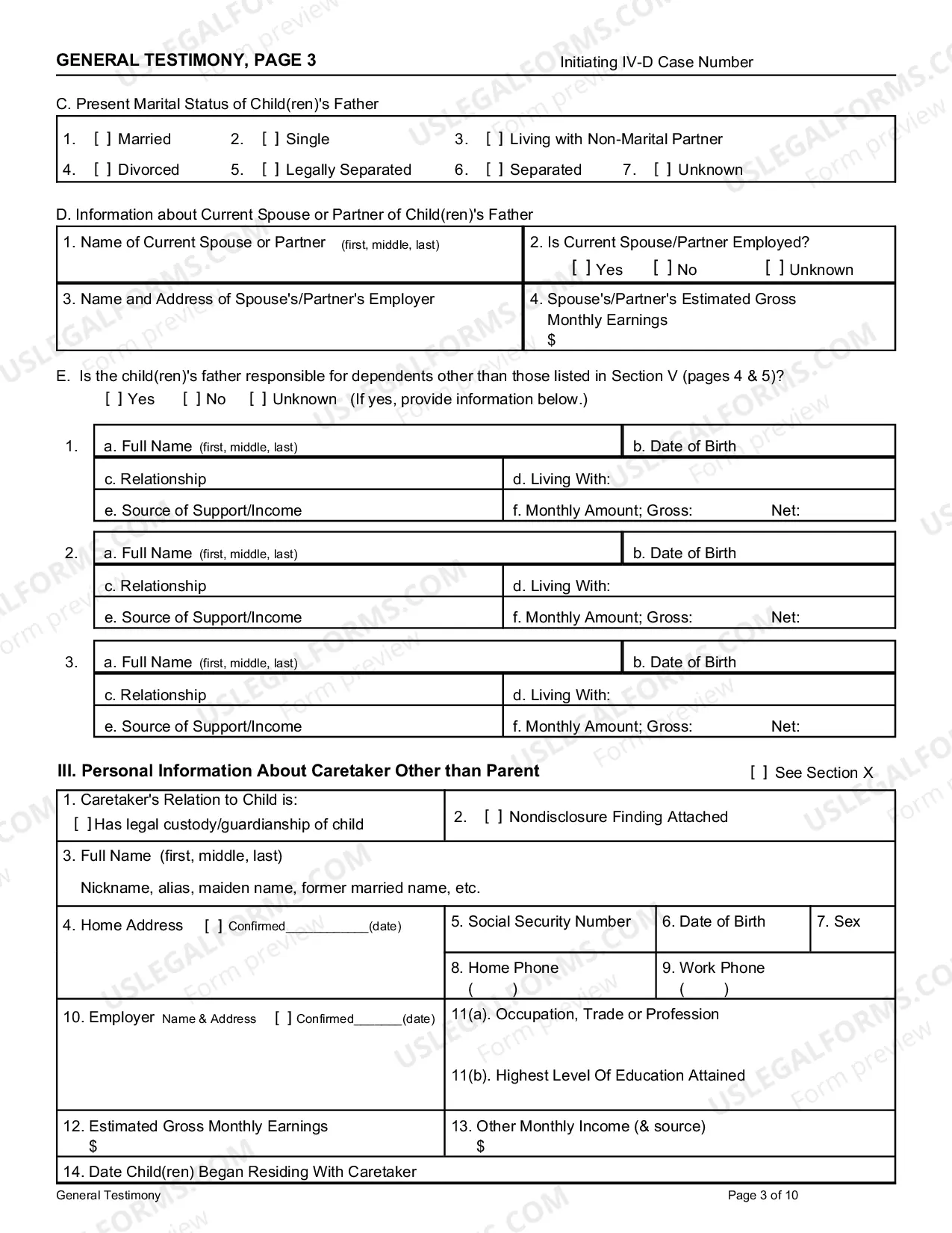 Preview General Testimony