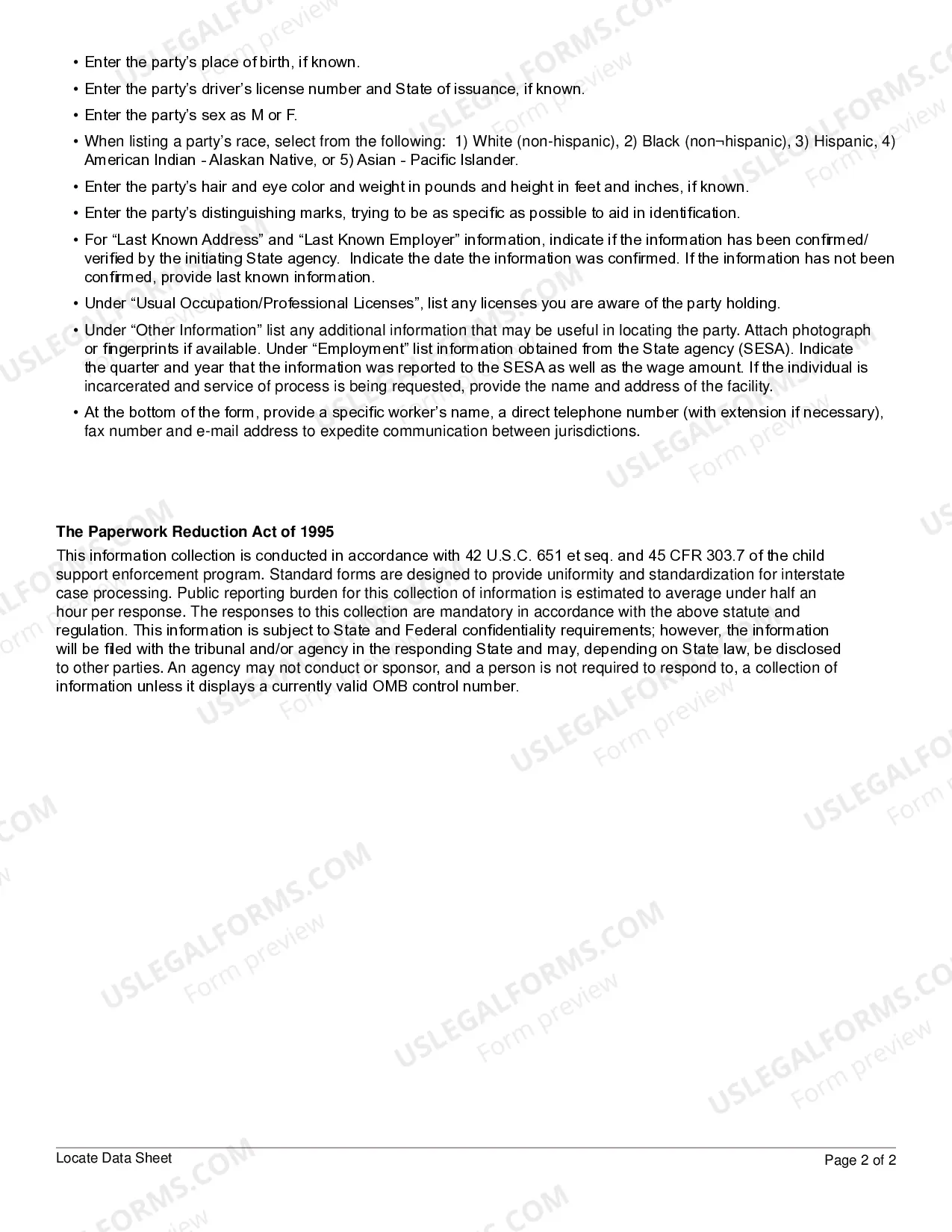 Preview Locate Data Sheet