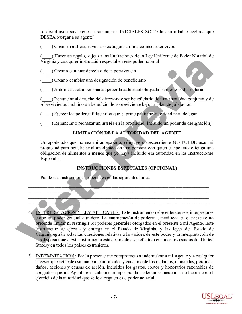 Preview Poder General Duradero para Bienes y Finanzas o Financiero Efectivo Inmediatamente