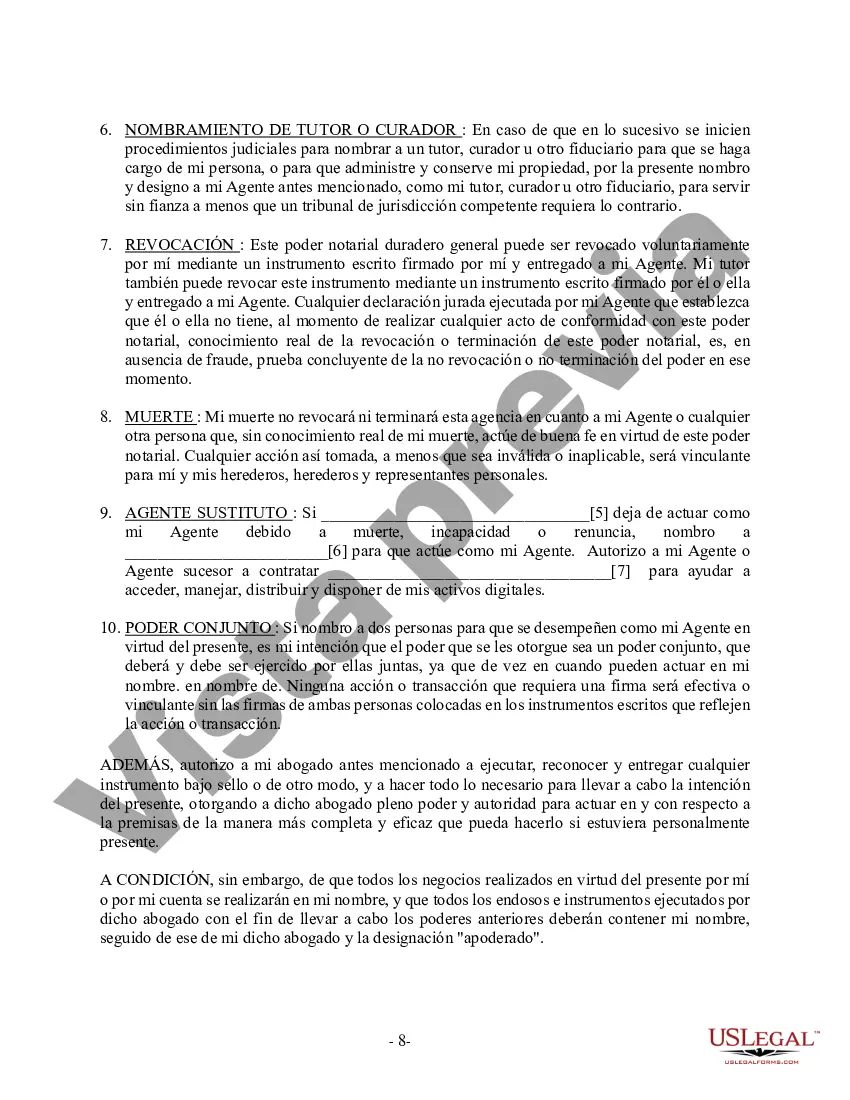 Preview Poder General Duradero para Bienes y Finanzas o Financiero Efectivo Inmediatamente