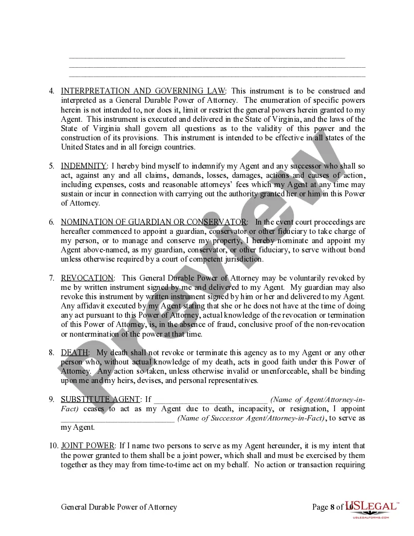 Preview General Durable Power of Attorney for Property and Finances or Financial Effective Immediately