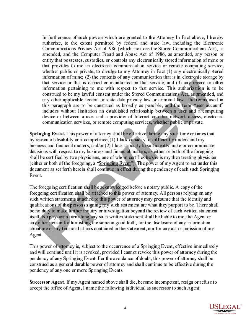 Get Springing Power of Attorney Preview Springing Power of Attorney