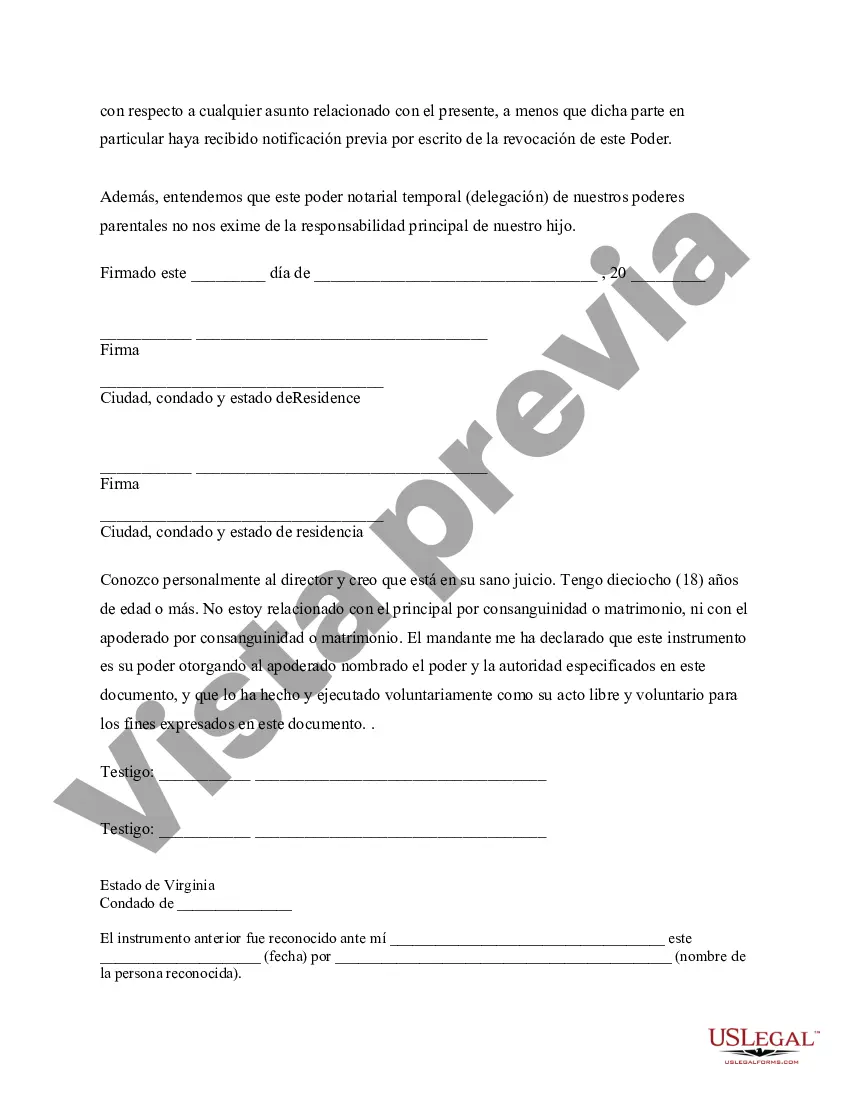 Preview Poder General para el Cuidado y Custodia del Hijo o Hijos