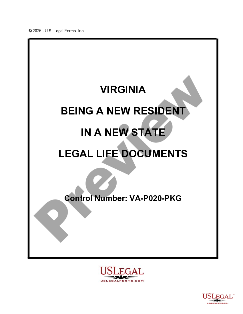 Virginia New State Resident Package US Legal Forms