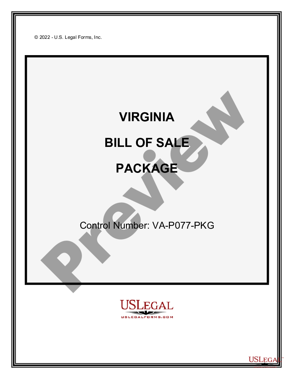 Virginia Bill Of Sale Package Bill Of Sale Template Va Us Legal Forms 8552