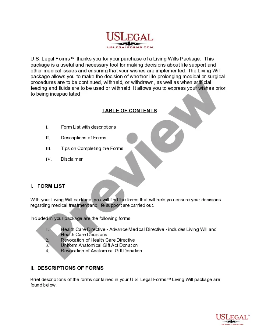 Preview Virginia Living Wills and Health Care Package