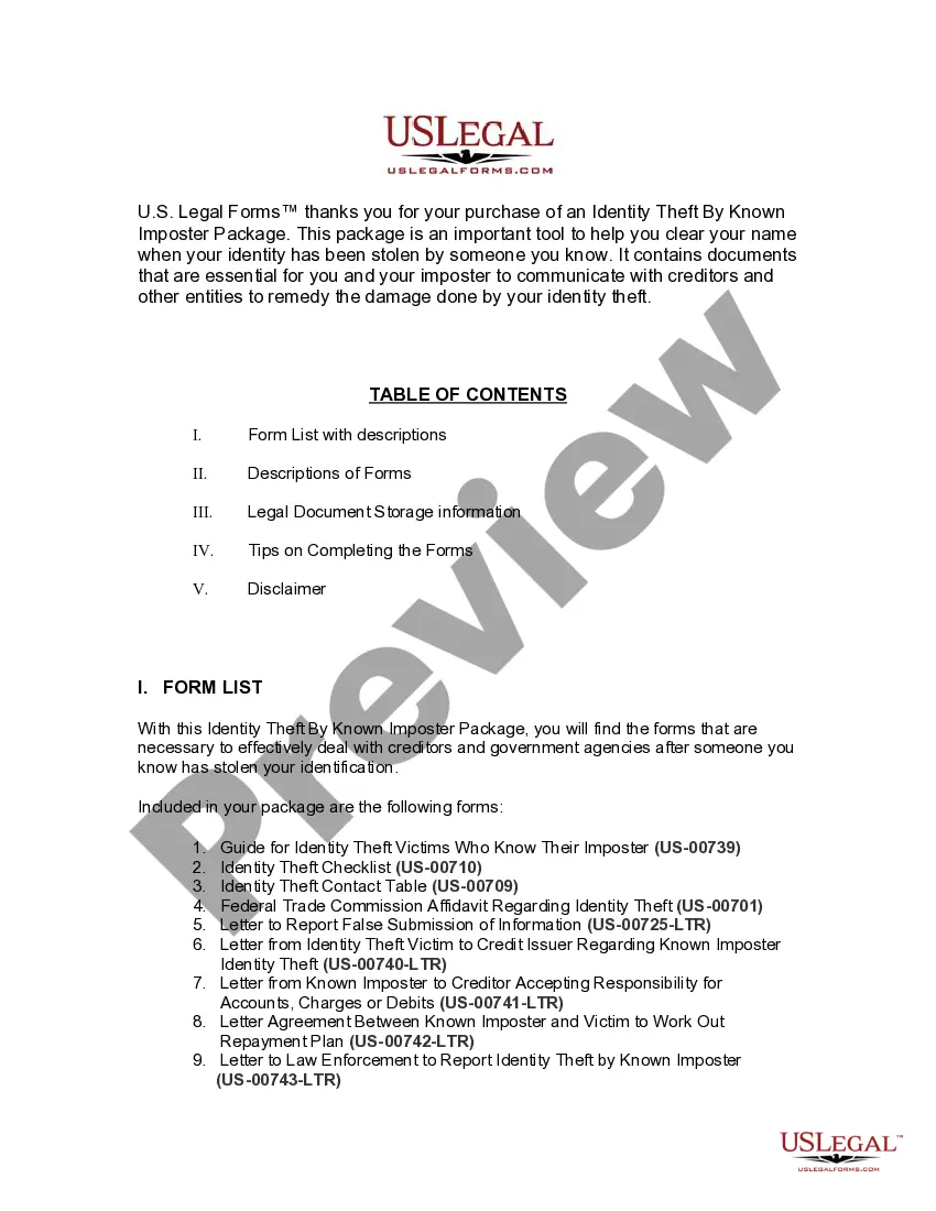 Preview Virginia Identity Theft by Known Imposter Package