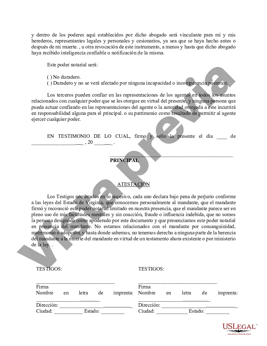 Preview Poder notarial limitado en el que se especifican poderes con ejemplos de poderes incluidos