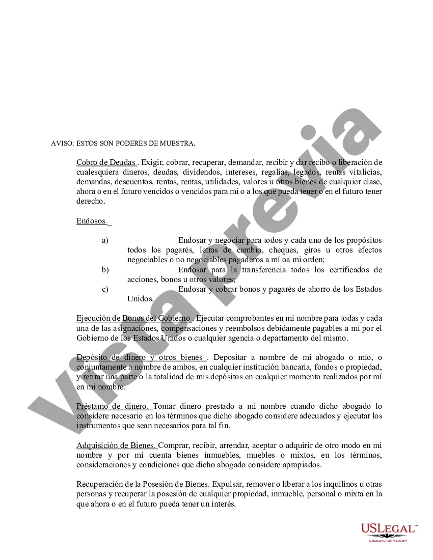 Preview Poder notarial limitado en el que se especifican poderes con ejemplos de poderes incluidos