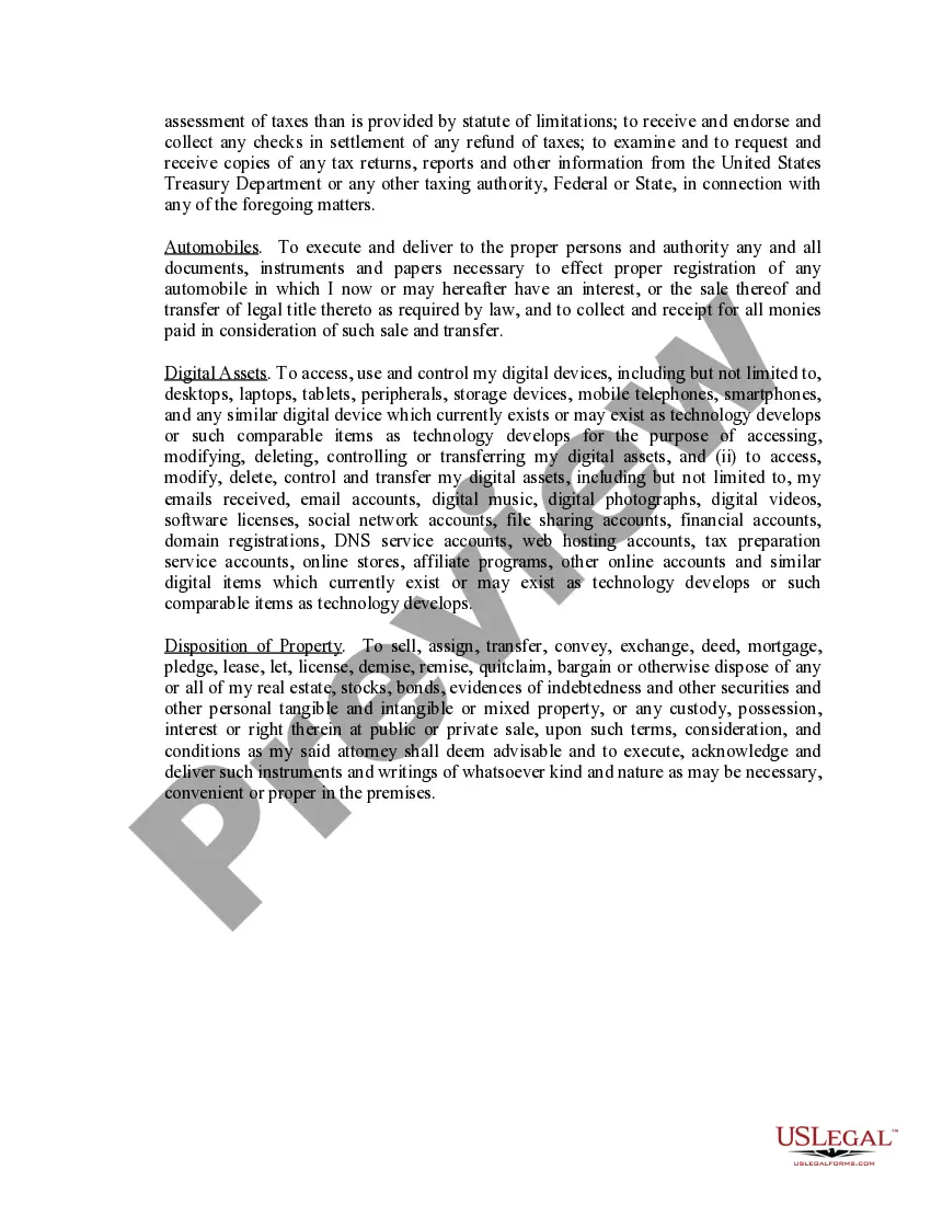 Preview Limited Power of Attorney where you Specify Powers with Sample Powers Included