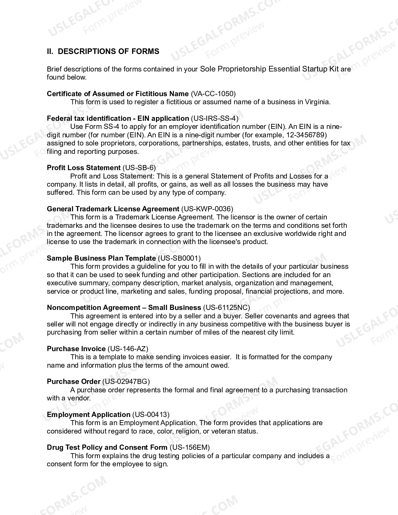 Preview Virginia Sole Proprietorship Essential Startup Kit