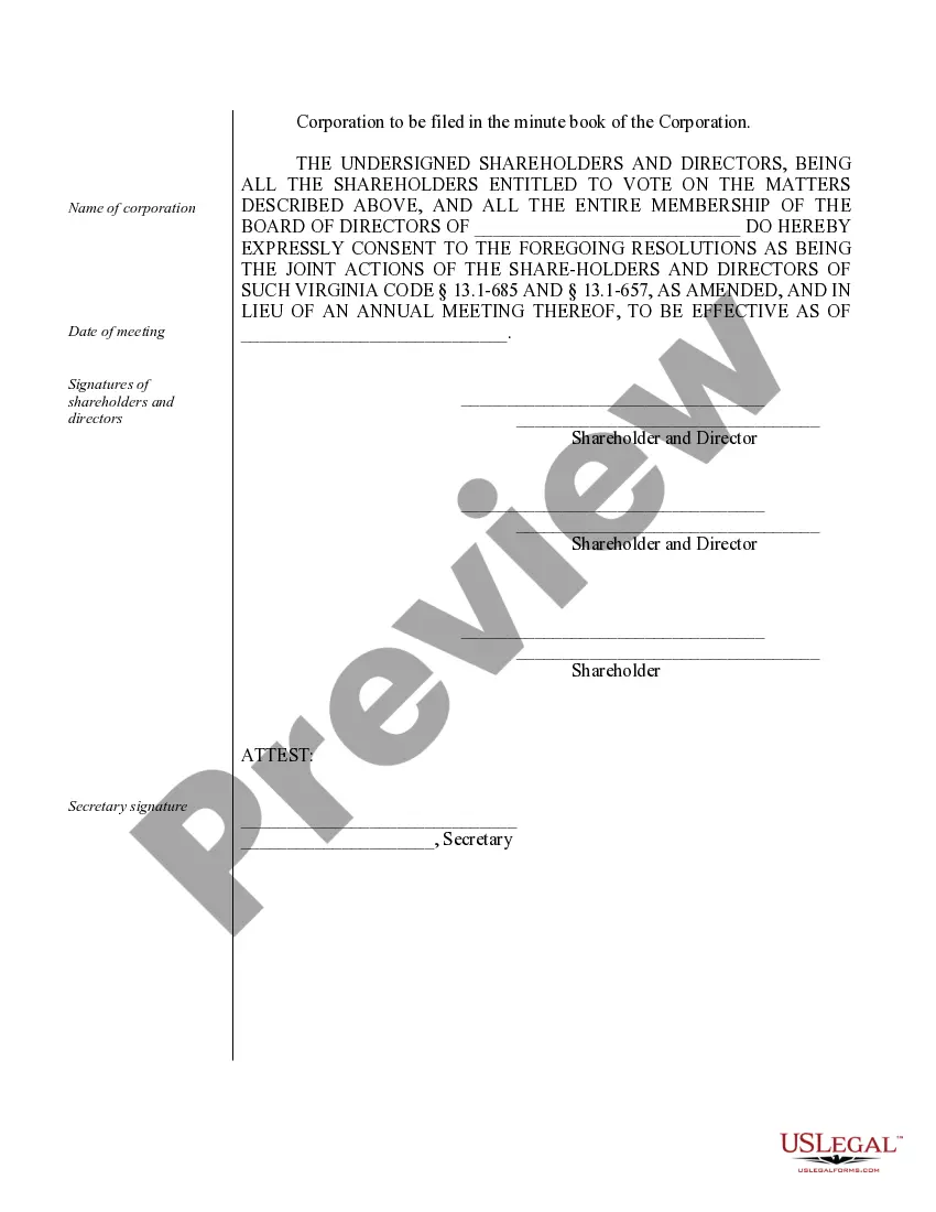 Get Annual Minutes for a Virginia Professional Corporation Preview Annual Minutes for a Virginia Professional Corporation