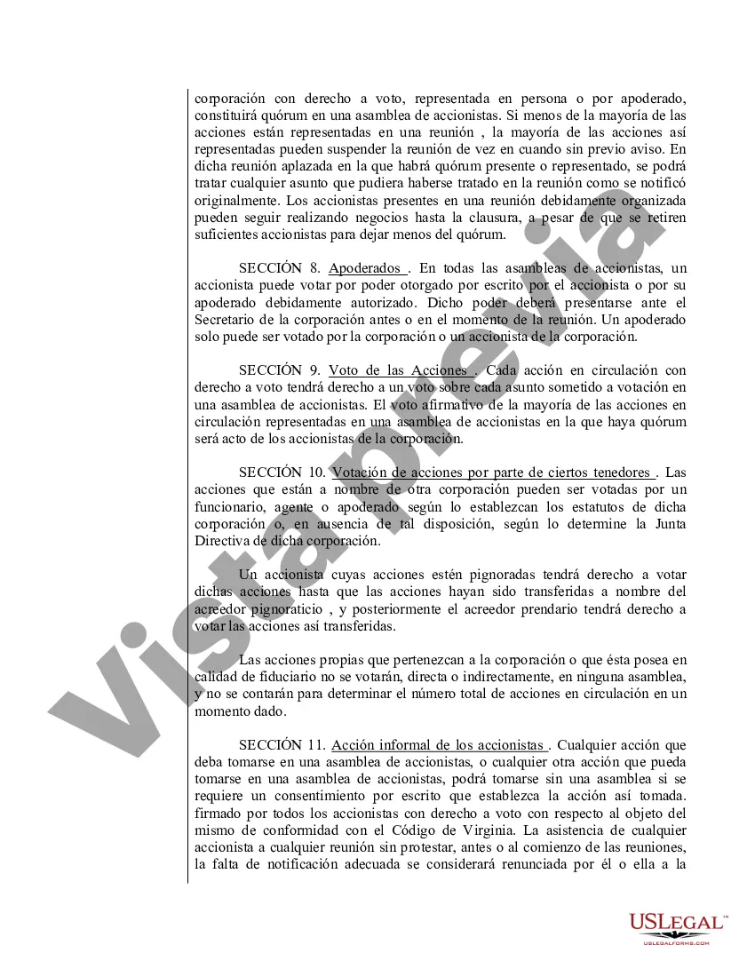 Preview Modelo de estatutos para una corporación profesional de Virginia