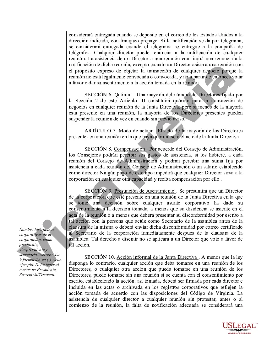 Preview Modelo de estatutos para una corporación profesional de Virginia