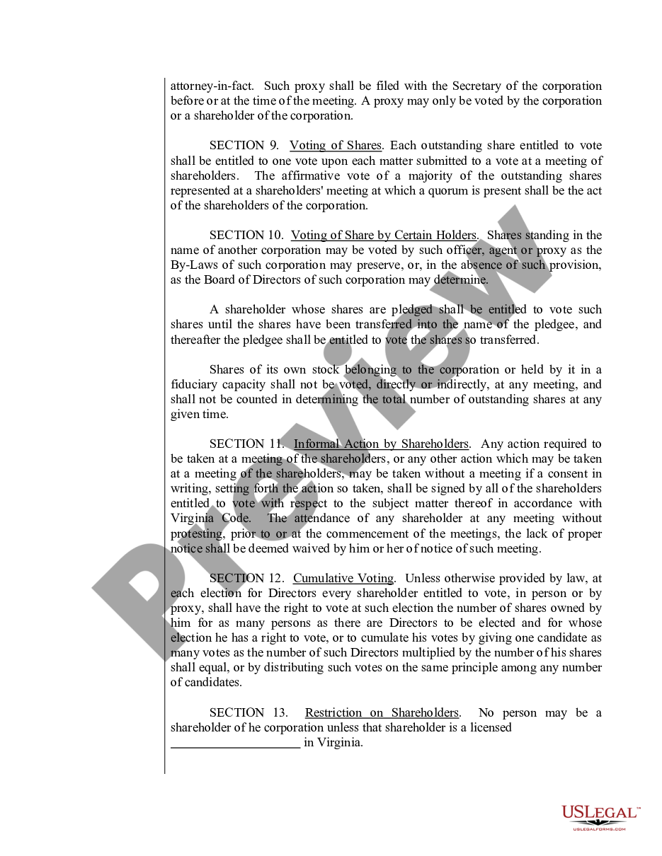page 5 Sample Bylaws for a Virginia Professional Corporation preview