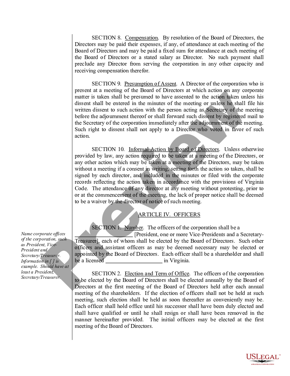 page 7 Sample Bylaws for a Virginia Professional Corporation preview