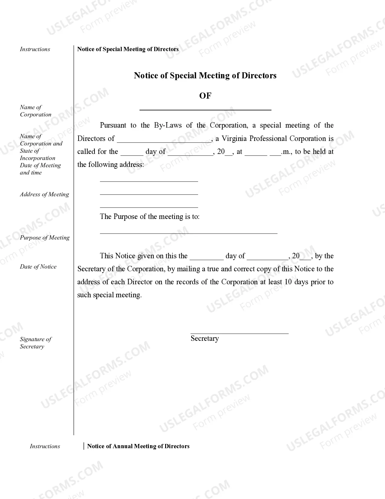 Preview Sample Corporate Records for a Virginia Professional Corporation