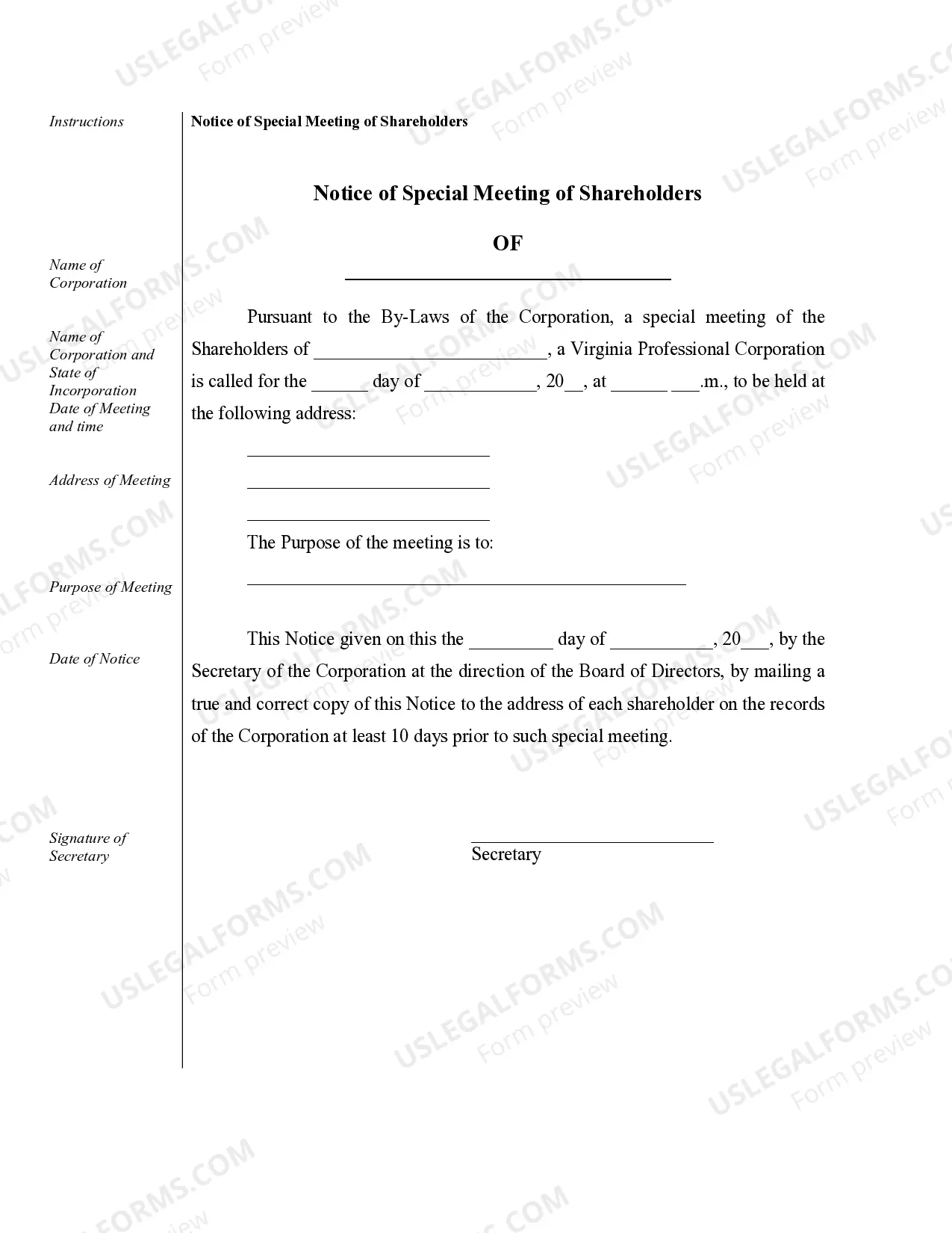 Preview Sample Corporate Records for a Virginia Professional Corporation