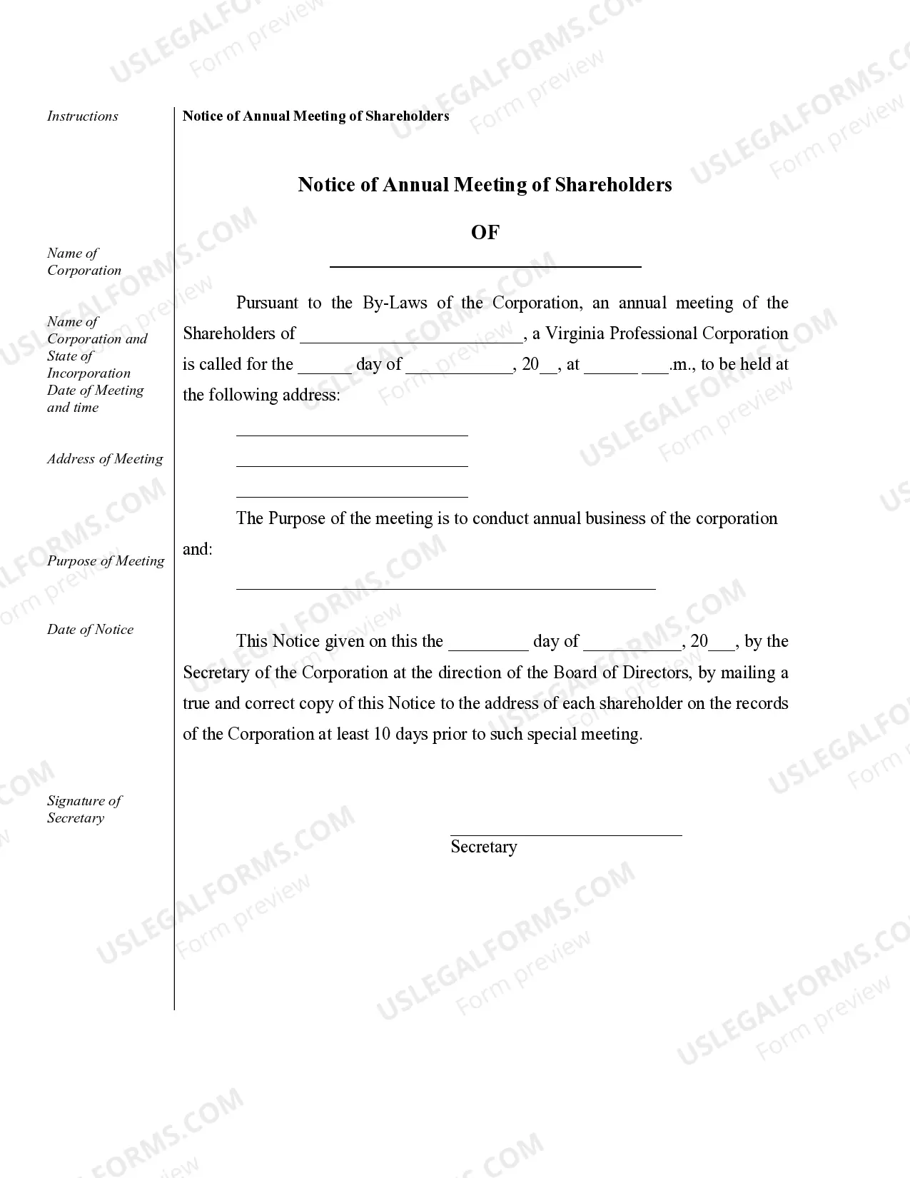 Preview Sample Corporate Records for a Virginia Professional Corporation