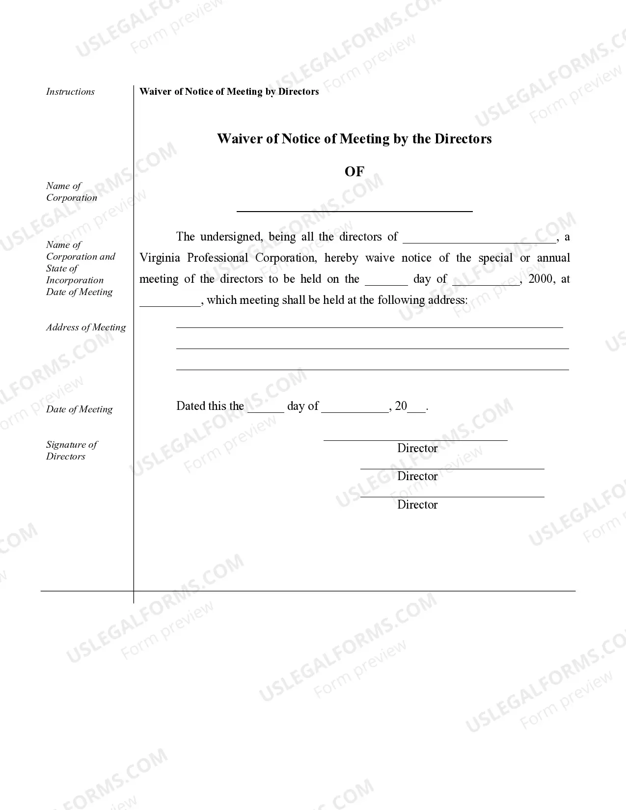 Preview Sample Corporate Records for a Virginia Professional Corporation