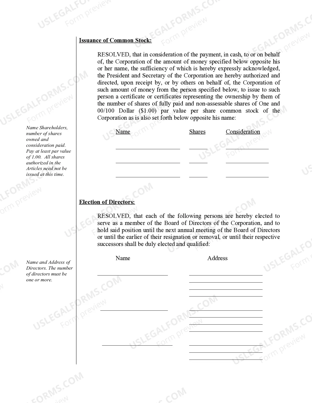 Preview Organizational Minutes for a Virginia Professional Corporation