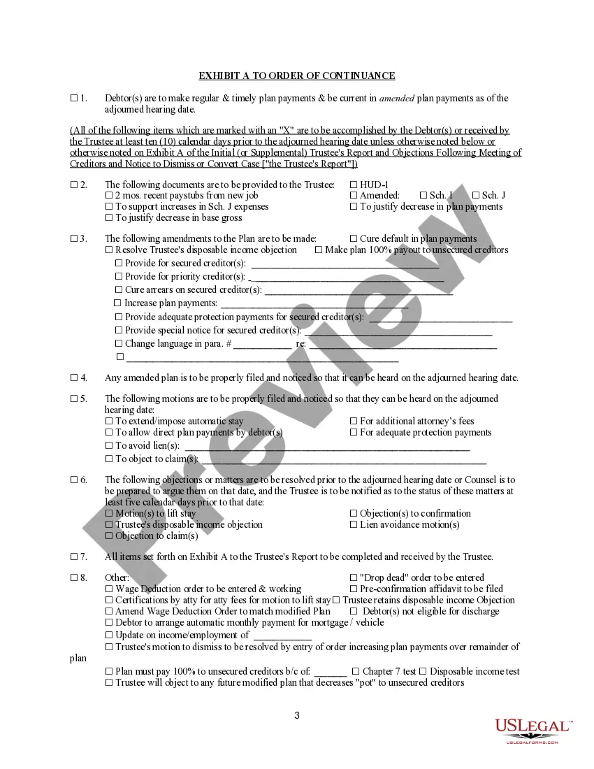 Preview Order of Continuance