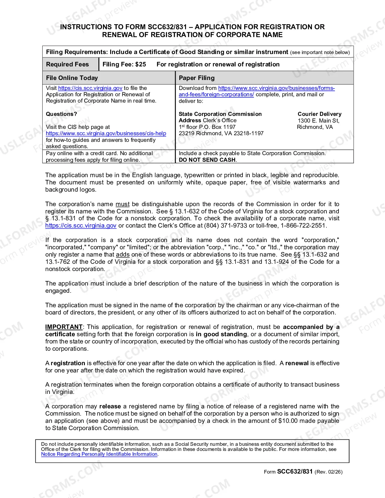 Preview Application for Registration or for Renewal of Registration of Corporate Name (foreign corporations)