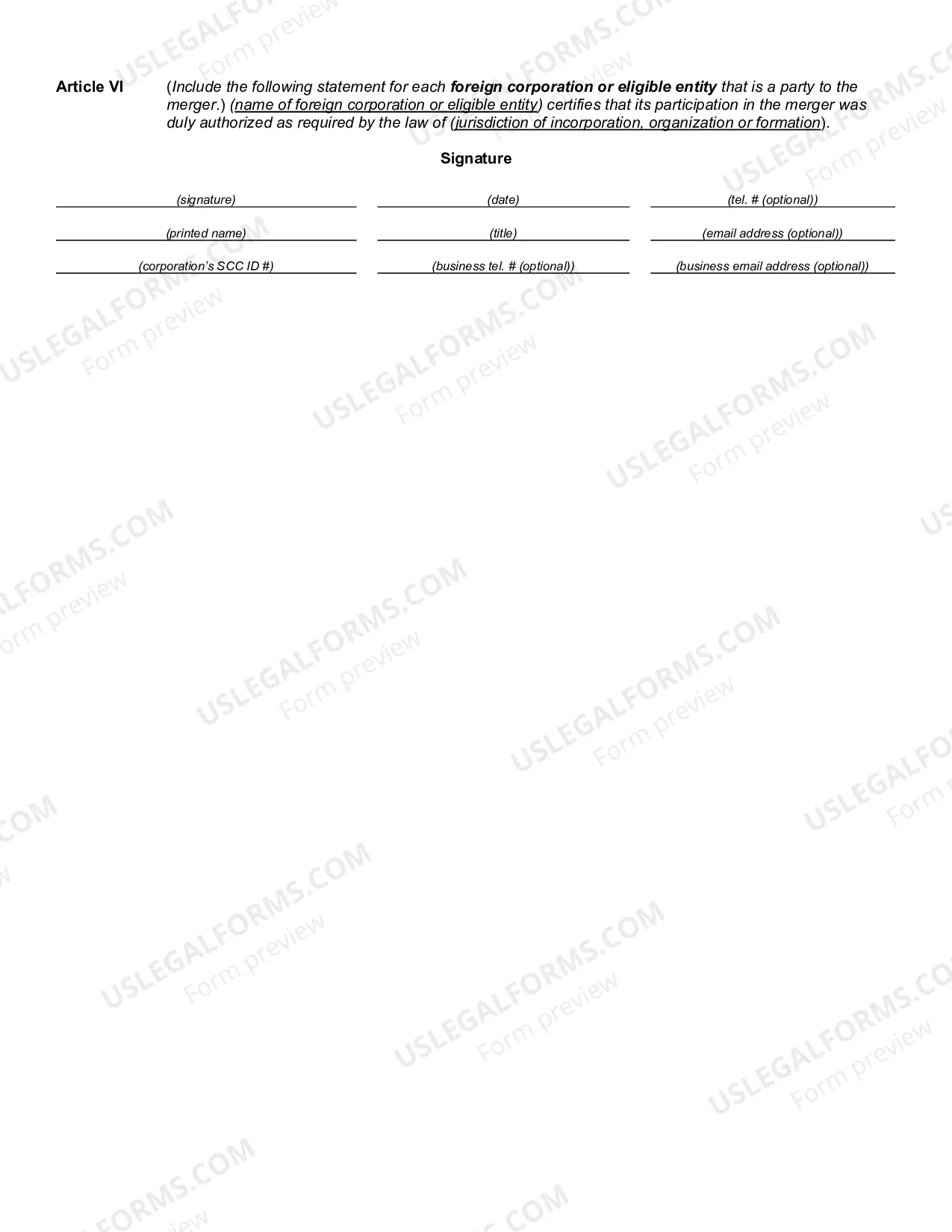 Preview Guide For Articles Of Merger Or Share Exchange