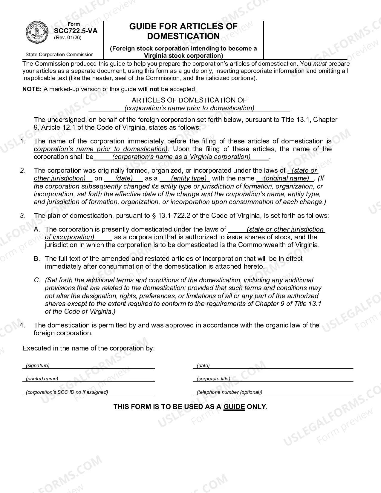 Preview Guide For Articles Of Incorporation Surrender