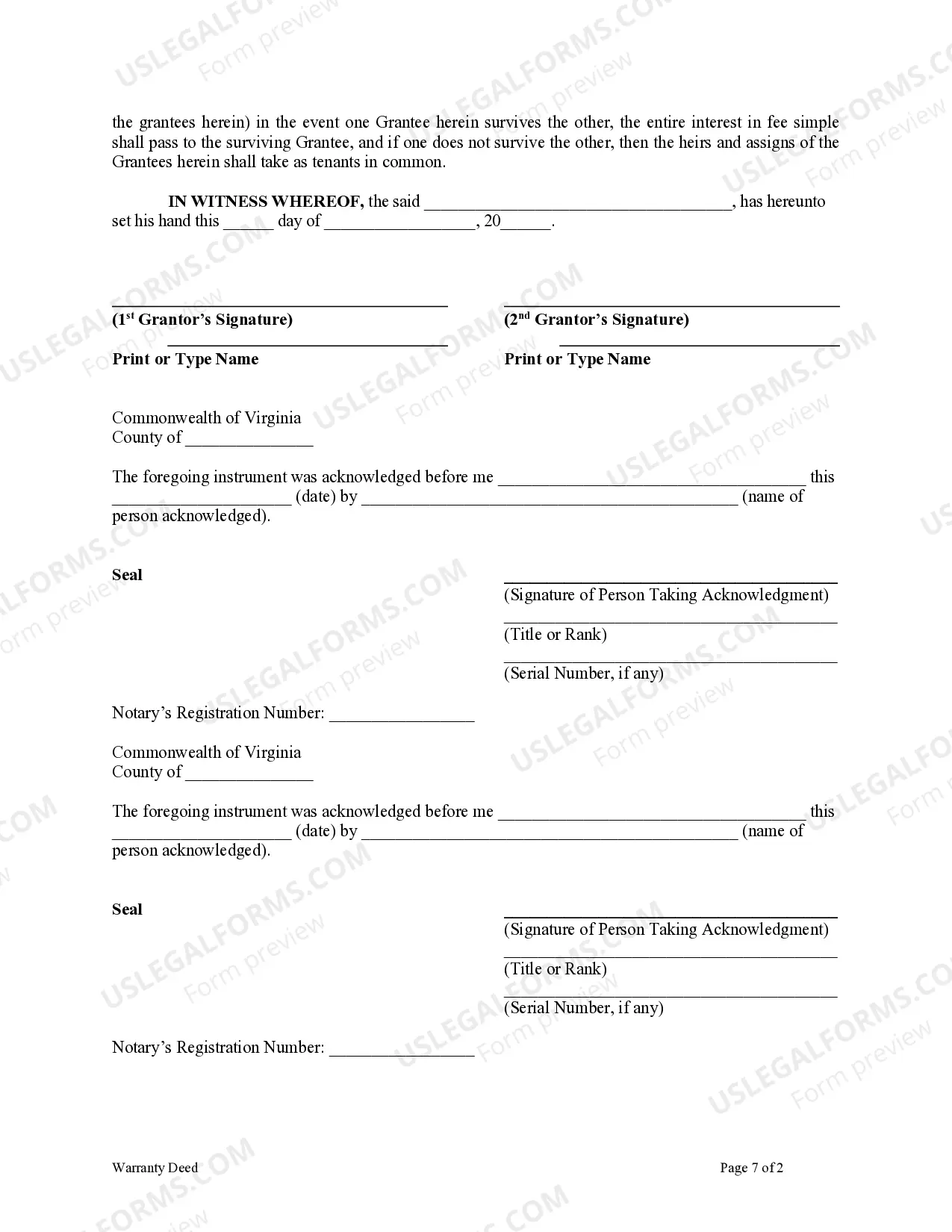 Preview Warranty Deed for Husband and Wife Converting Property from Tenants in Common to Joint Tenancy