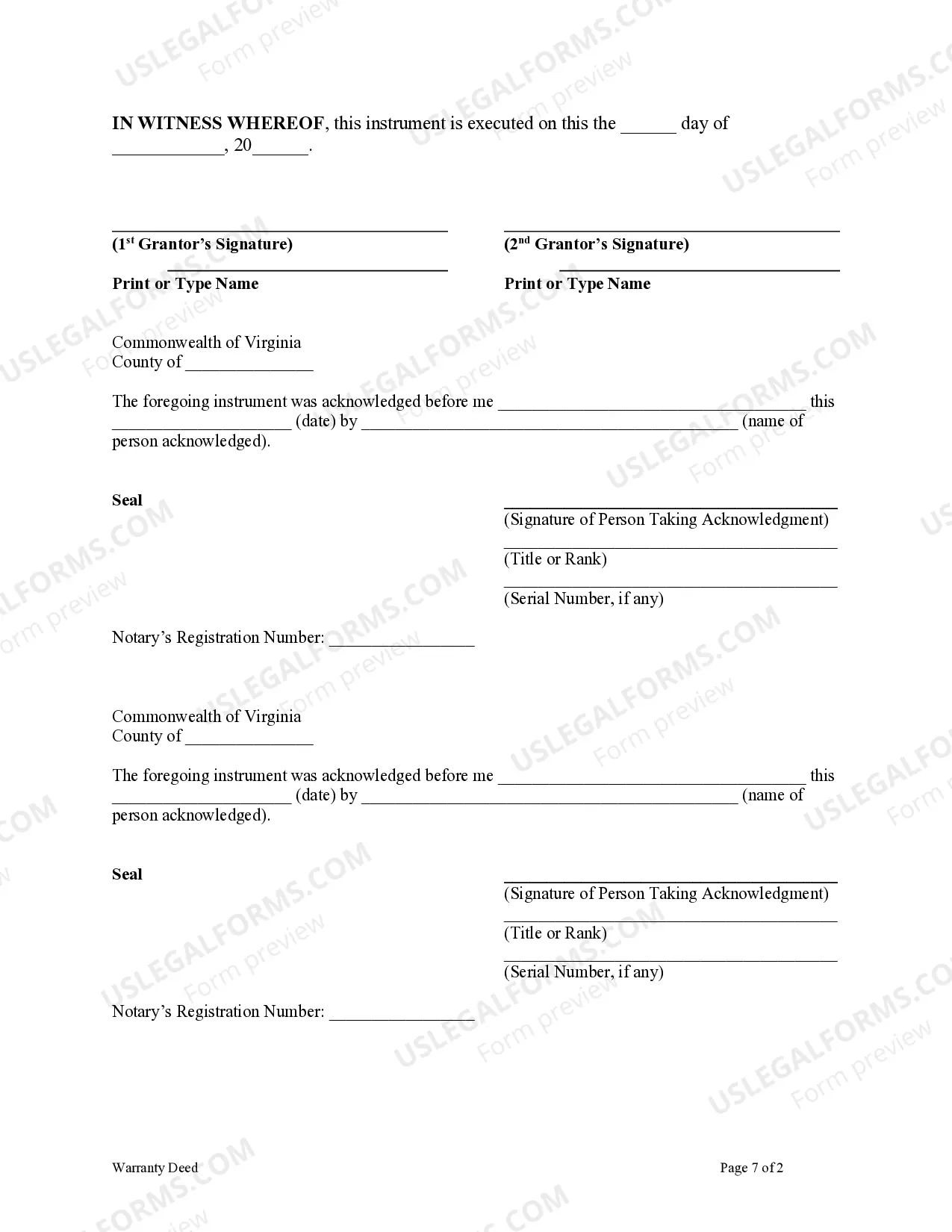 Preview Warranty Deed for Correction