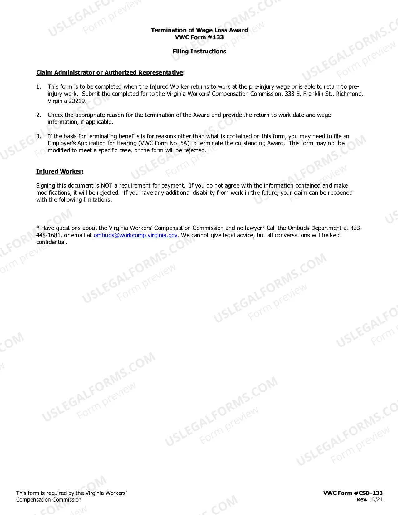 Preview Termination of Wage Loss Award