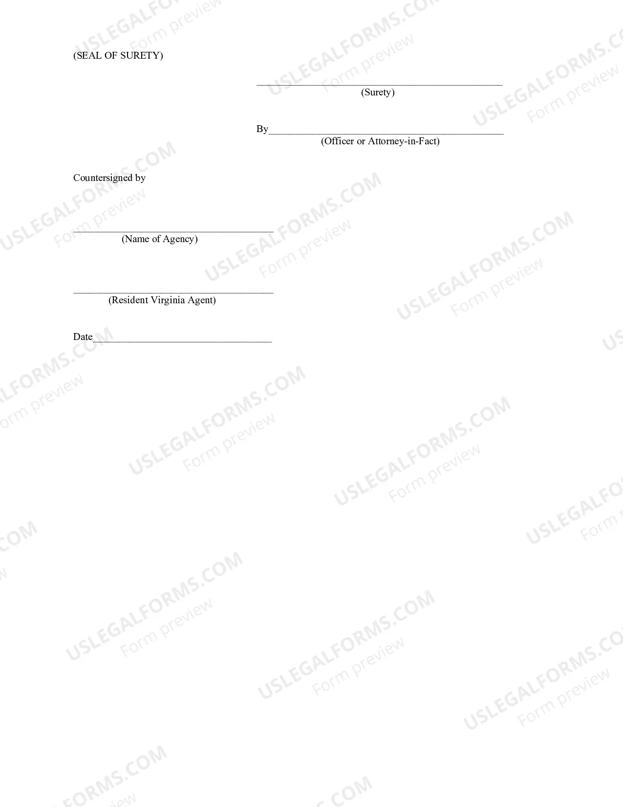 Preview Investment Advisors Surety Bond