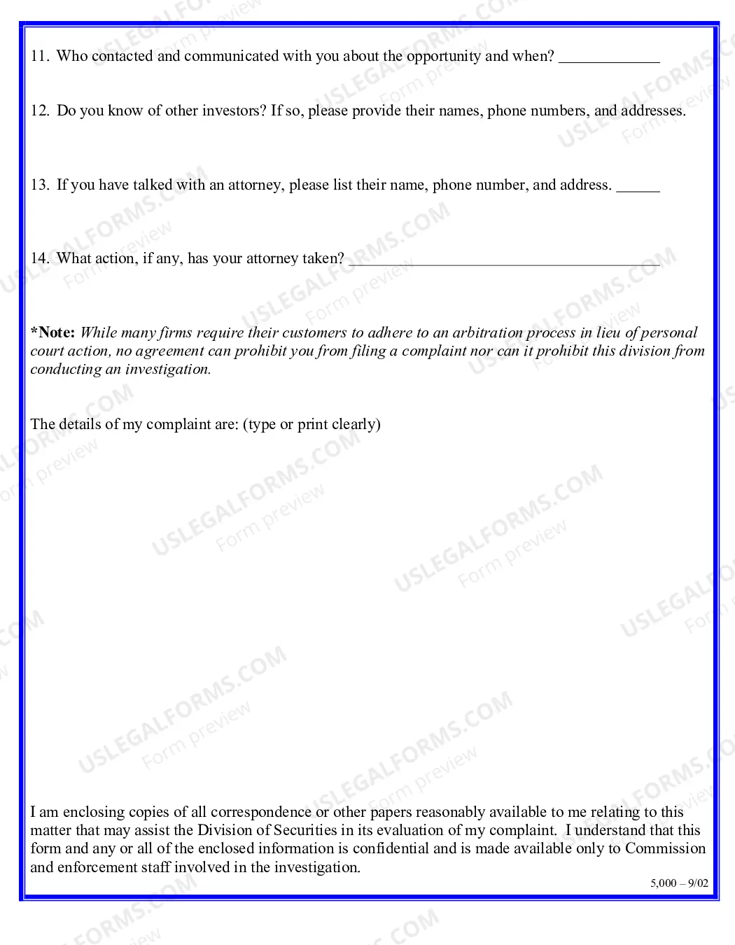 Preview Complaint Securities